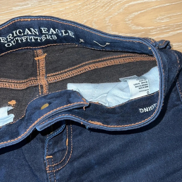 American Eagle Jeans Blue Jeggings Size 0 High Waisted Dark Denim Casual Boot - Picture 4 of 5